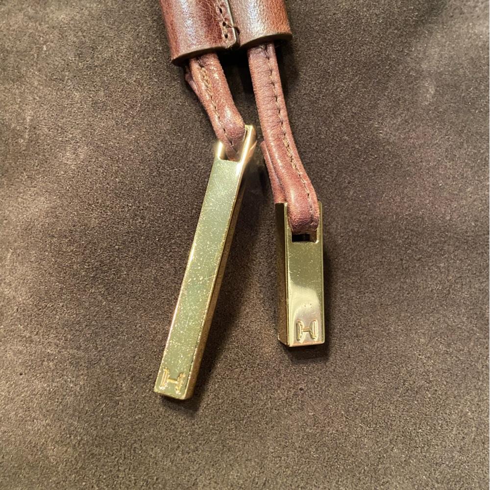 Halston Suede Drawstring Backpack, Brown, Modern … - image 8